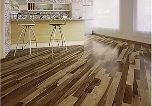 Piso de madeira com padrão triângulo